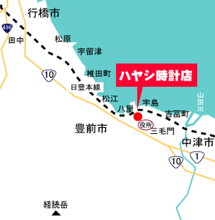ハヤシ時計店への地図
